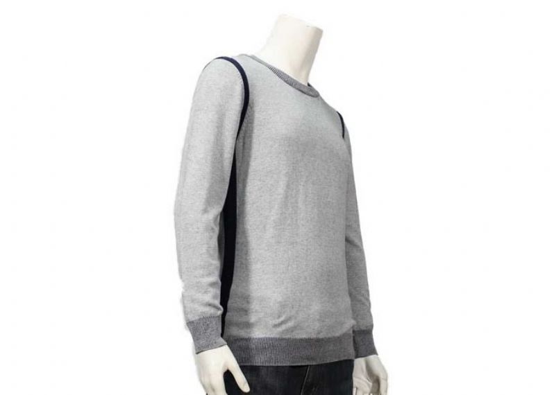 Regular Sleeve Breathable Warm Mens Knit Sweater Grey Cotton Sweater Round Neck - 11999247