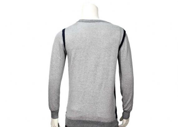 Regular Sleeve Breathable Warm Mens Knit Sweater Grey Cotton Sweater Round Neck - 11999247
