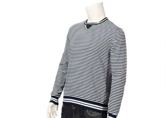 Striped Jumper Modern Mens Knit Sweater Winter Cotton Long Sleeve In Grey - 11999491