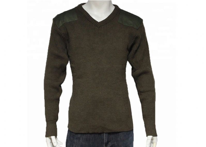 Olive Green Long Sleeve Pullover Military Uniform Sweater - 11272297