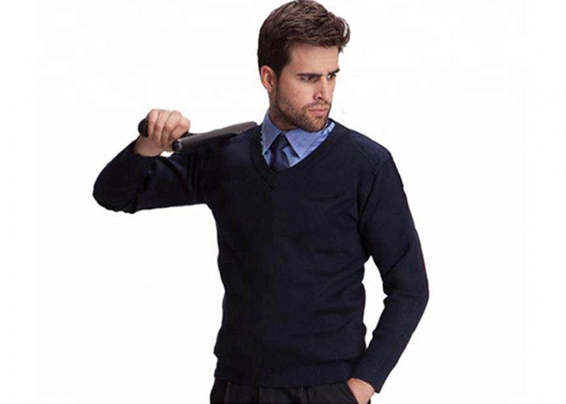 Navy Blue Security Military Uniform Sweater Pullover In Wool And Polyester Material - 11272308