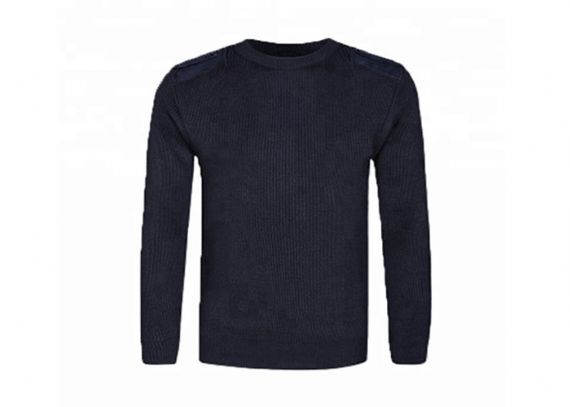 Navy Blue Security Military Uniform Sweater Pullover In Wool And Polyester Material - 11272308