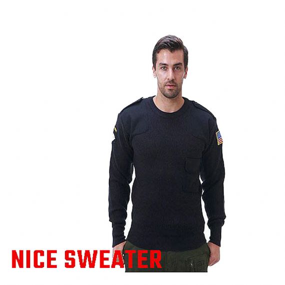 Spandex Cotton Navy Oliver Green Military Sweater - 11272310