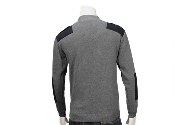 Oversized Patterned Jumpers Men's V Neck Sweater In Military Style With Shoulder Patch - 11997666