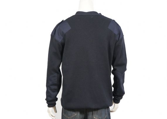 Cotton V Neck Plain Knitted Pullover Military Uniform Sweater Anti - Pilling Navy Color - 12316631
