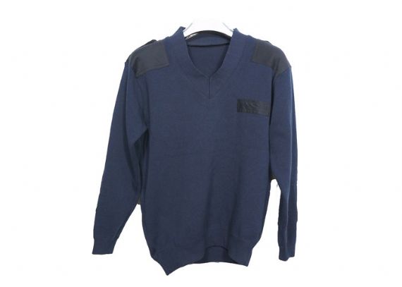 V Neck Soft Polyester Blended Army Knit Sweater Pullover In British Style - 12317150