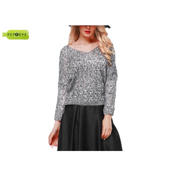 Malhas casuais sustentáveis ​​com decote em V - 13128278