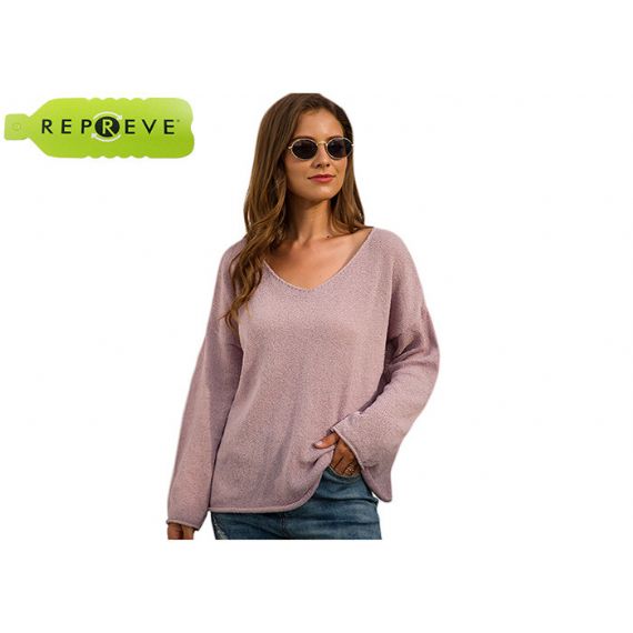 Moletom com decote em V solto outono sustentável - 13130440