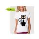 Camiseta de poliéster algodão com estampa de gato branca sustentável - 13131747