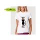 Camiseta de poliéster algodão com estampa de gato branca sustentável - 13131747