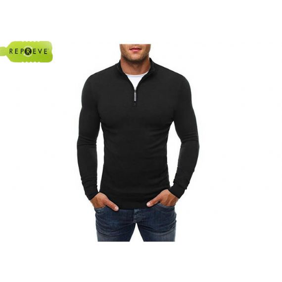 Suéter pulôver de poliéster sustentável tricotado 1/4 com zíper - 13131904