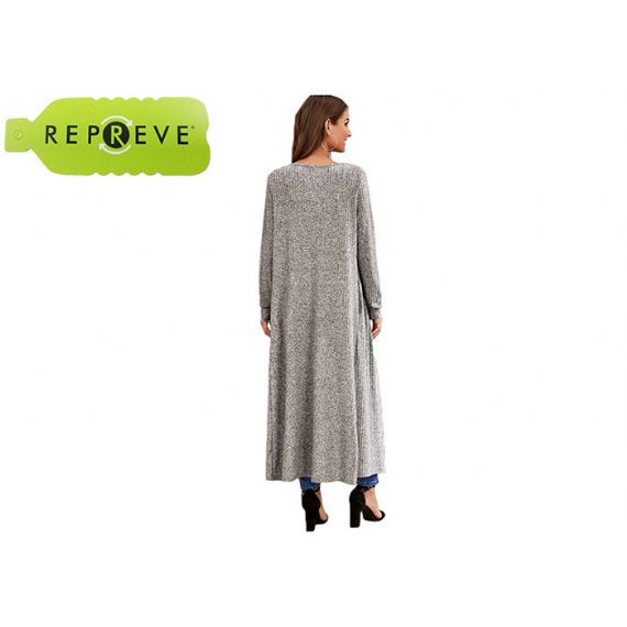 Cardigan longo sustentável de malha de poliéster reciclado para mulheres - 13133341
