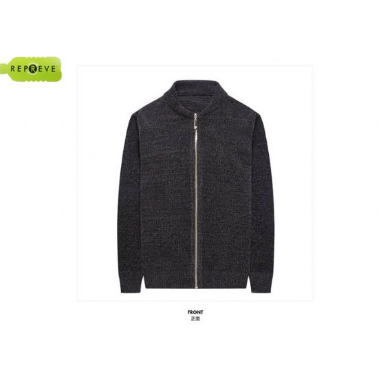 Cardigan sustentável tricotado com gola alta e zíper - 13133379