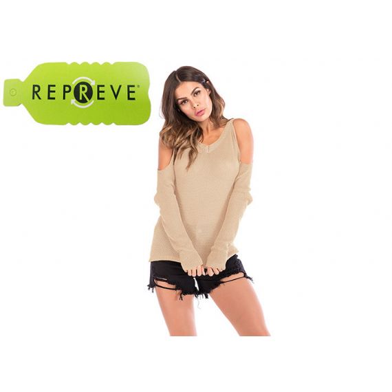 Top de malha sustentável reciclado 12GG ombro caído - 13133725