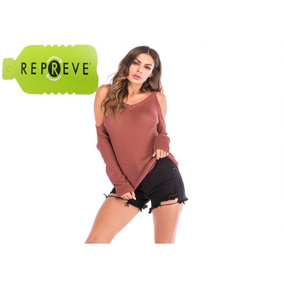 Top de malha sustentável reciclado 12GG ombro caído - 13133725