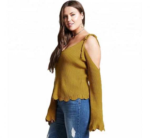 Sexy Drop Shoulder Cozy Knit Sweater Top - 11202464