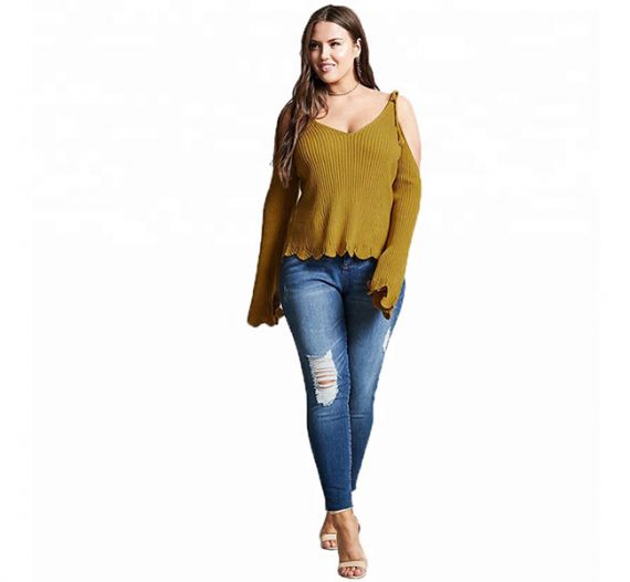 Sexy Drop Shoulder Cozy Knit Sweater Top - 11202464