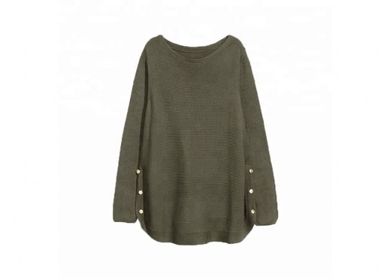 Plus Size 4XL Cozy Knit Army Green Sweater Pullover Sweaters With Button For Lady - 11202467