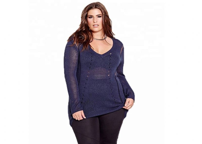 Sexy Plus Size V Neck Women Sweaters - 11272246