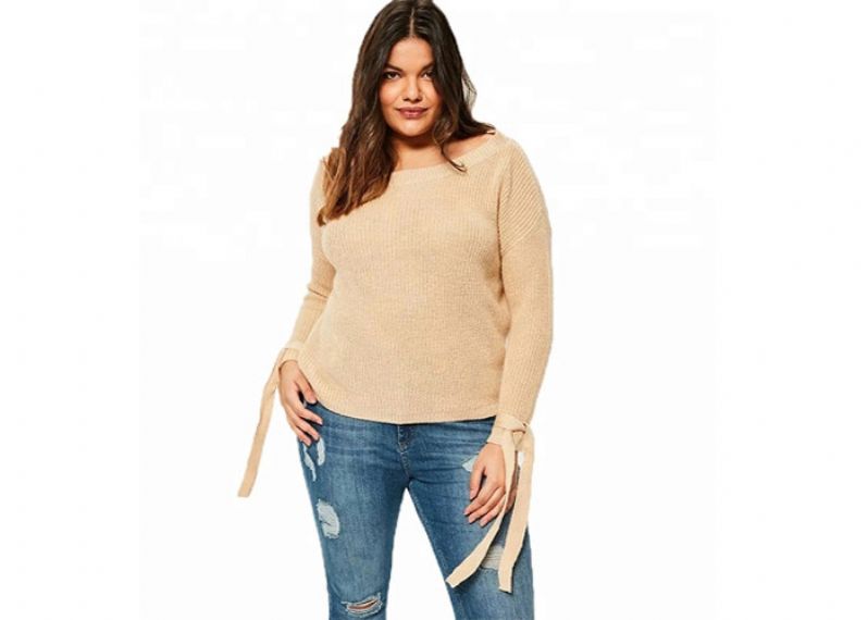 Beige Oversized Jumper for Women - 11272247