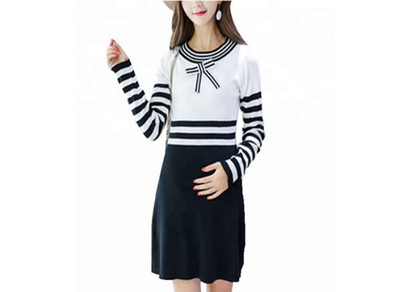 Office Wear Maternity Cable Knit Sweater With Bow Dresses Eco Friendly - 11272415