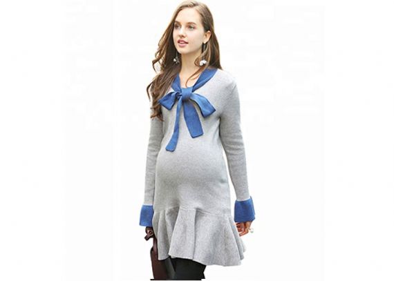 Korean Style Womens Maternity Clothes, Pregnancy Sweaters Ruffles Decoration - 11272434