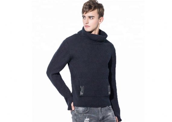 Suéter grueso de cuello alto de Europa de manga larga de calibre 5 para hombre Otoño Catton suéter - 11202605