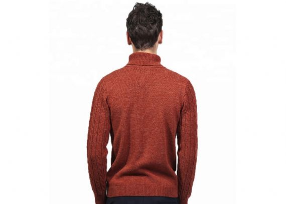 Jersey de cuello alto para hombre del cable rojo, suéter de cuello alto grueso de acrílico del jersey de punto - 11202920