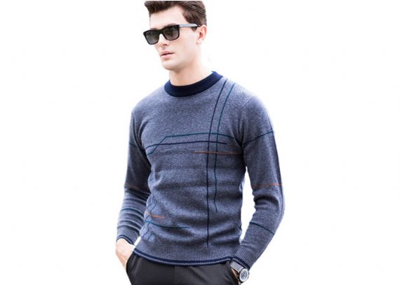 Diseño de la intarsia del modelo rayado del suéter del jersey del cuello redondo para el invierno - 11202964