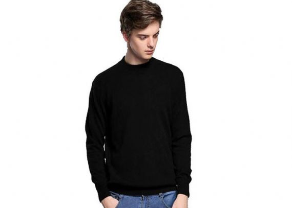 Fancy Winter Cashmere Sweater Hombres, Black Cashmere Sweater Tight 12 Gauge - 11272373