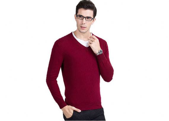 100% suéteres de cachemira pura con cuello en V hombres jersey estilo de negocios transpirable - 11272396