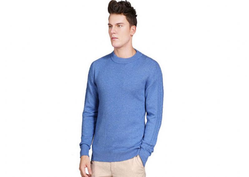 Jersey de cachemir puro para hombre grueso y suave con cuello en O, manga larga que hace punto, calibre 7 - 11272397
