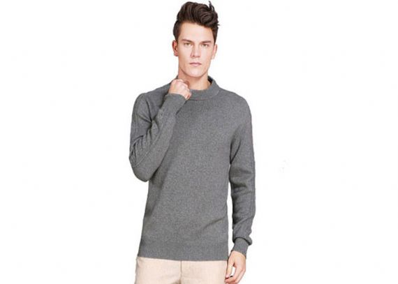 Jersey de cachemir puro para hombre grueso y suave con cuello en O, manga larga que hace punto, calibre 7 - 11272397