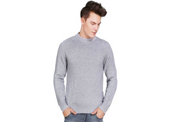 Jersey de cachemir puro para hombre grueso y suave con cuello en O, manga larga que hace punto, calibre 7 - 11272397