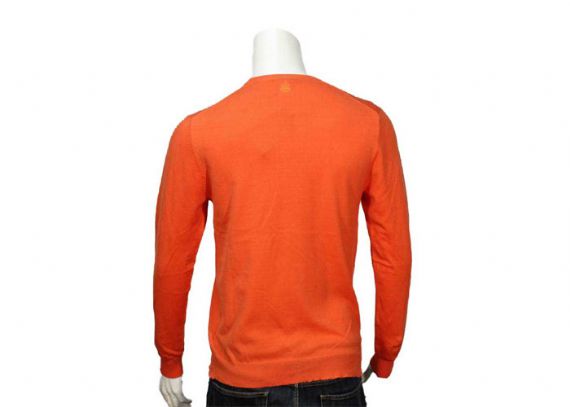 Algodón y Spandex hechos punto llano del suéter del jersey para hombre anaranjado para el otoño - 11997507
