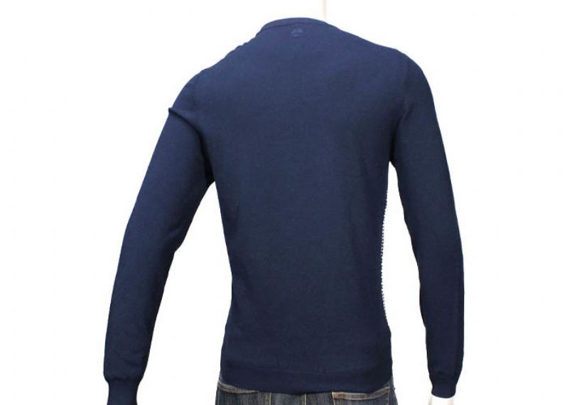 Jersey de cuello redondo azul marino de invierno de punto jacquard de hombre algodón y poliéster - 11997616