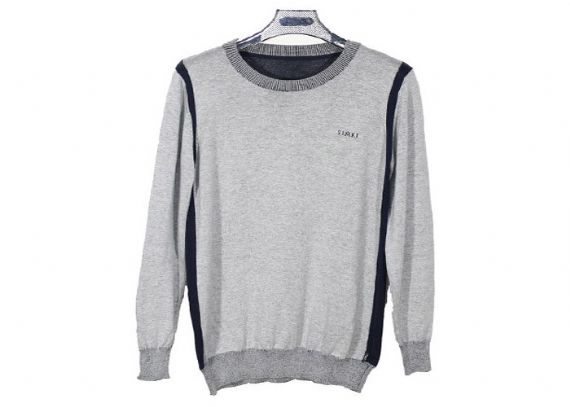 Suéter de punto cálido transpirable de manga regular para hombre Suéter de algodón gris Cuello redondo - 11999247