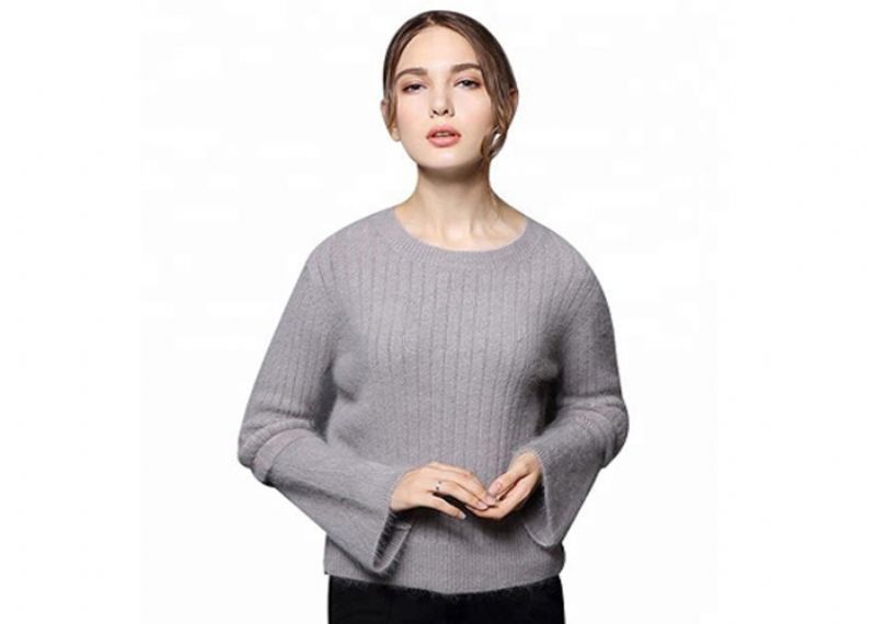 Mangas de empalme Suéter de punto acogedor Angora Conejo Materiales de lana Suave cálido para damas - 11202498