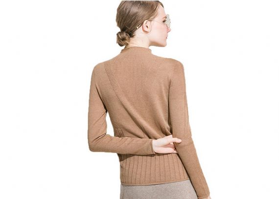 Suéter de punto para mujer negro, jersey de punto apretado con cuello redondo de jersey de punto para mujer - 11202513