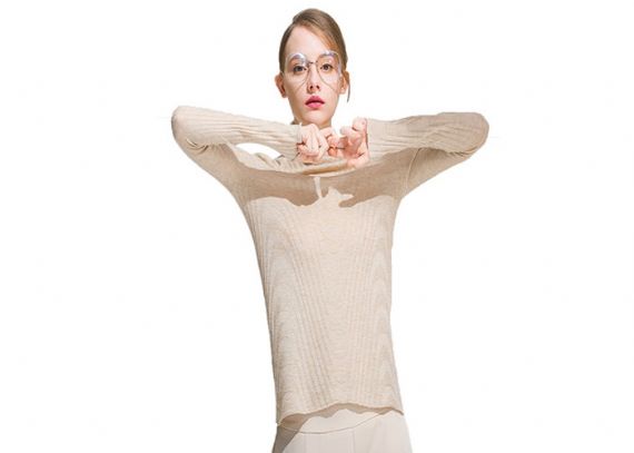 Suéter de punto para mujer de cuello alto, manga larga, jersey fino suave, nailon / material acrílico - 11202515