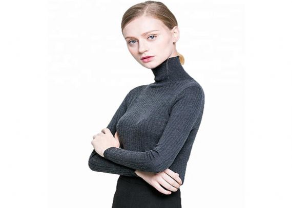 Jersey de cuello de tortuga de estilo británico para mujer, suéter negro antiestático - 11202554