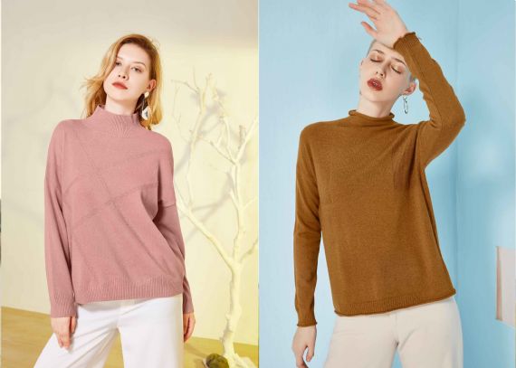 Suéter de cachemir 100% puro con cuello redondo a medida para mujer, ropa de otoño - 11272296