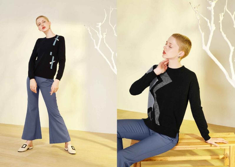 Suéteres hechos a medida de Lady Clothier Suéter de cachemir 100% puro en intarsia a medida - 11609646