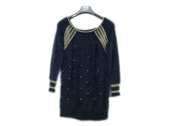 Pure Feather Yarn Rivet Soft Fuzzy Long Cozy Womens Knit Sweater Sensación suave de la mano - 12099862