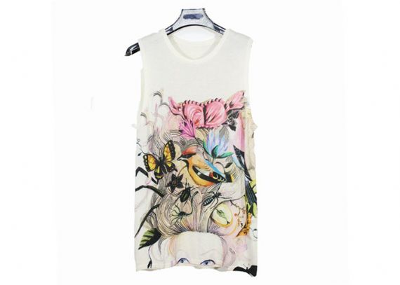 Chaleco de punto para mujer estampado con cuello redondo blanco acogedor sin mangas antiarrugas - 12104077