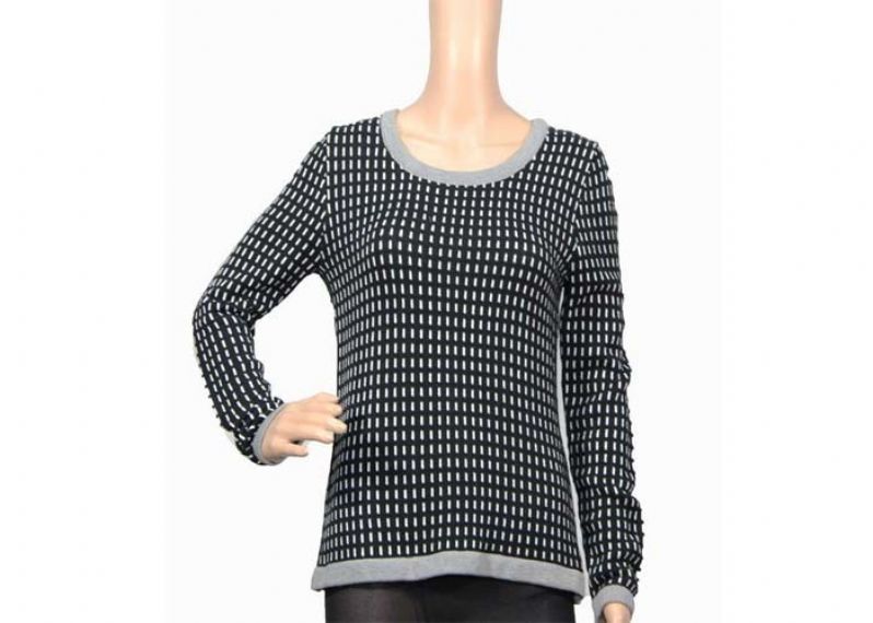 Otoño invierno cálido grueso para mujer suéter de punto blanco y negro acrílico femenino - 12104808