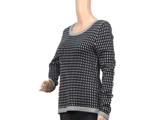 Otoño invierno cálido grueso para mujer suéter de punto blanco y negro acrílico femenino - 12104808