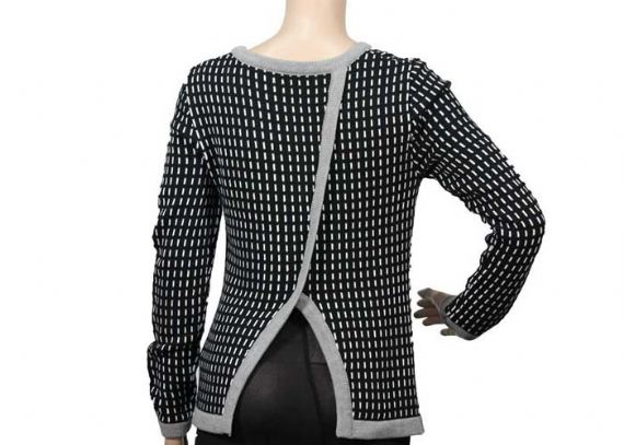 Otoño invierno cálido grueso para mujer suéter de punto blanco y negro acrílico femenino - 12104808