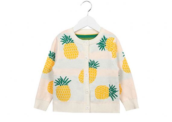 Long Sleeve Kids Knitted Cardigan White / Yellow Warm Water Washed By Hand - 11078512