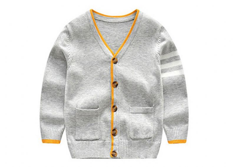 Custom Knitted Boys Cardigan Sweater Stripes Pattern Type Breathable Featuring - 11272154